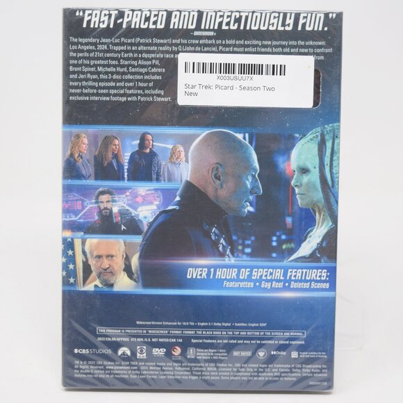 Picard Season 2 Two DVD Star Trek New Slip Cover Sealed Sci Fi Space Frontier TV - Picture 2 of 8